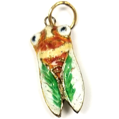 ENAMEL CICADA 13X29MM GREEN